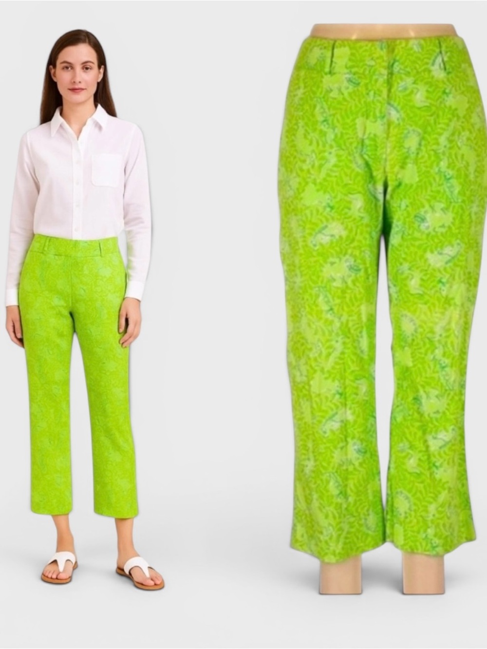 905 RARE Vintage Lilly Pulitzer White Label Animal Print Resort Ankle Pants